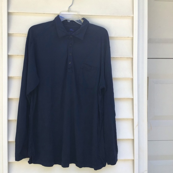 Tommy Bahama Other - Tommy Bahama Shirt Mens Sz XL Navy Solid Polo Long Sleeve Pima Cotton Blend